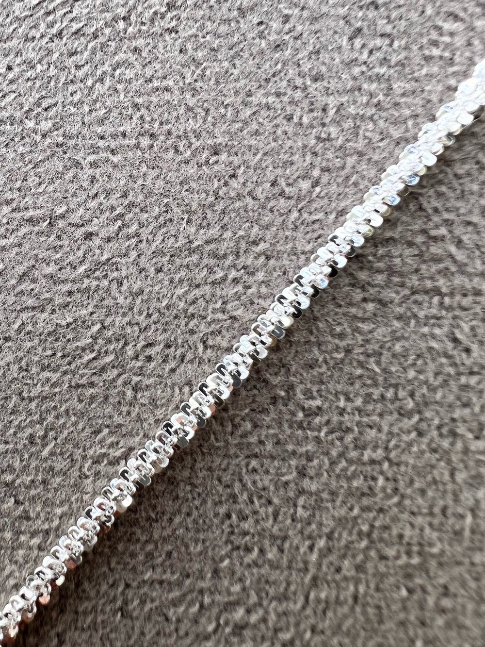 Rhodium Plated Sterling Silver Twisted Rock Chain Bracelet